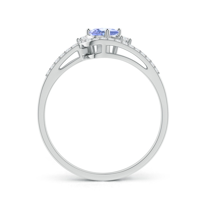 6x4mm A Oval Tanzanite and Diamond Wedding Band Ring Set in P950 Platinum side-1