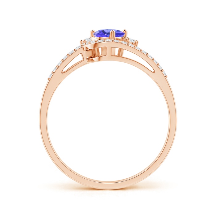 6x4mm AAA Oval Tanzanite and Diamond Wedding Band Ring Set in Rose Gold side-1