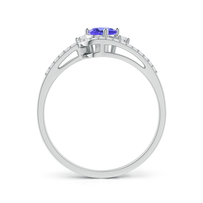 6x4mm AAA Oval Tanzanite and Diamond Wedding Band Ring Set in White Gold side-1