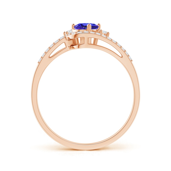 6x4mm AAAA Oval Tanzanite and Diamond Wedding Band Ring Set in Rose Gold side-1