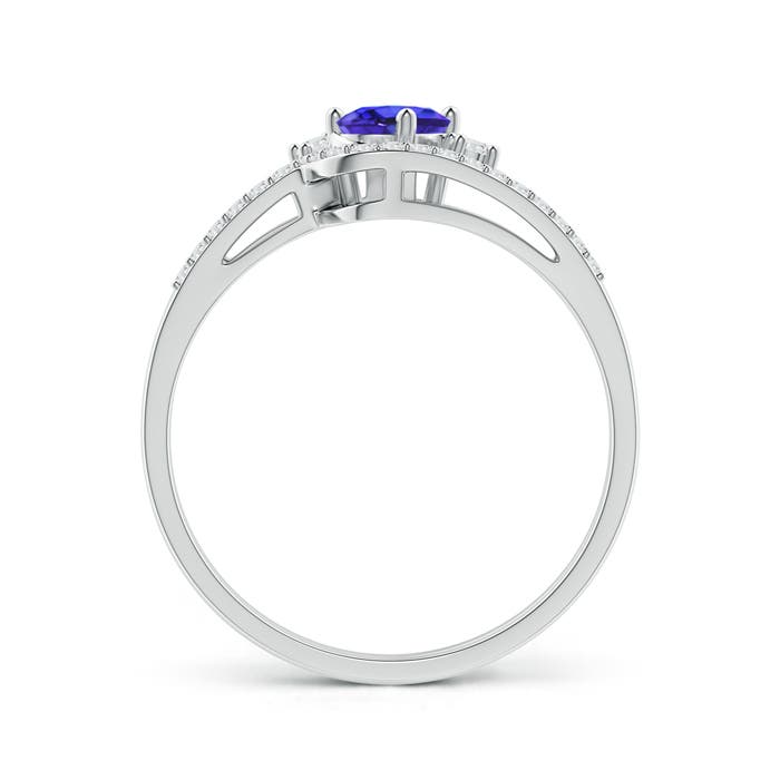 6x4mm AAAA Oval Tanzanite and Diamond Wedding Band Ring Set in White Gold