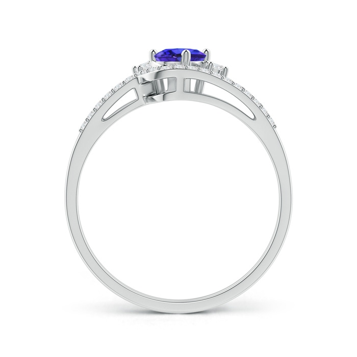 6x4mm AAAA Oval Tanzanite and Diamond Wedding Band Ring Set in White Gold side-1