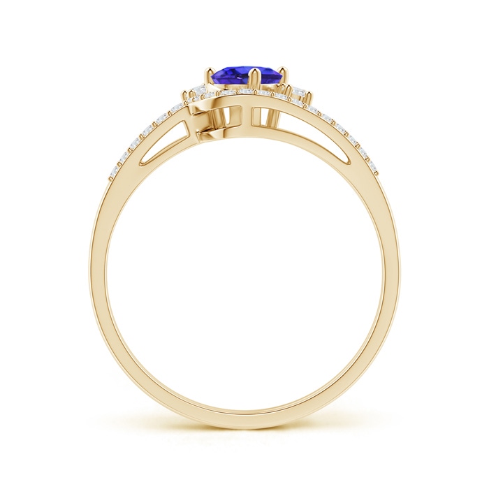 6x4mm AAAA Oval Tanzanite and Diamond Wedding Band Ring Set in Yellow Gold side-1