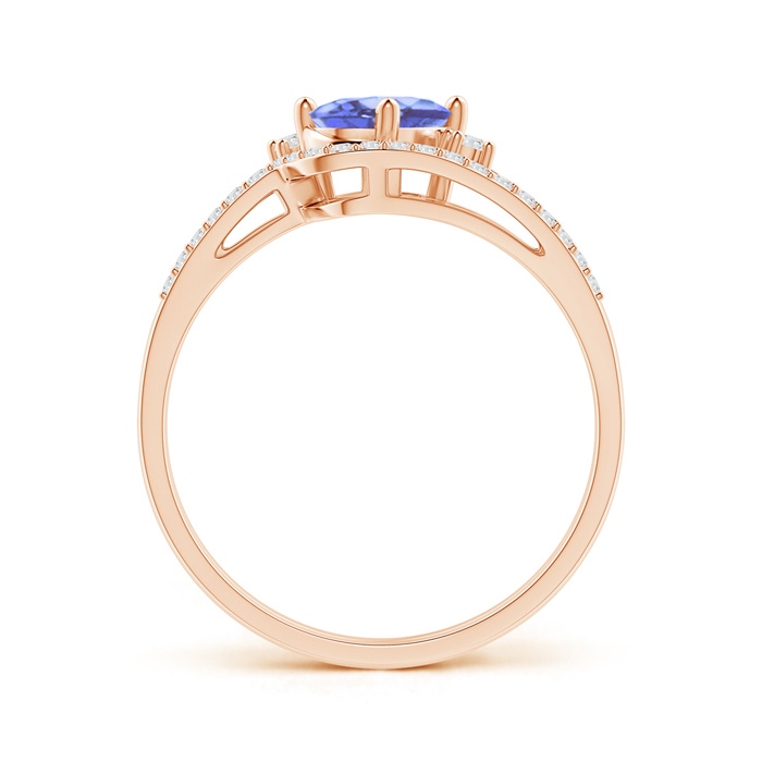 7x5mm A Oval Tanzanite and Diamond Wedding Band Ring Set in Rose Gold side-1