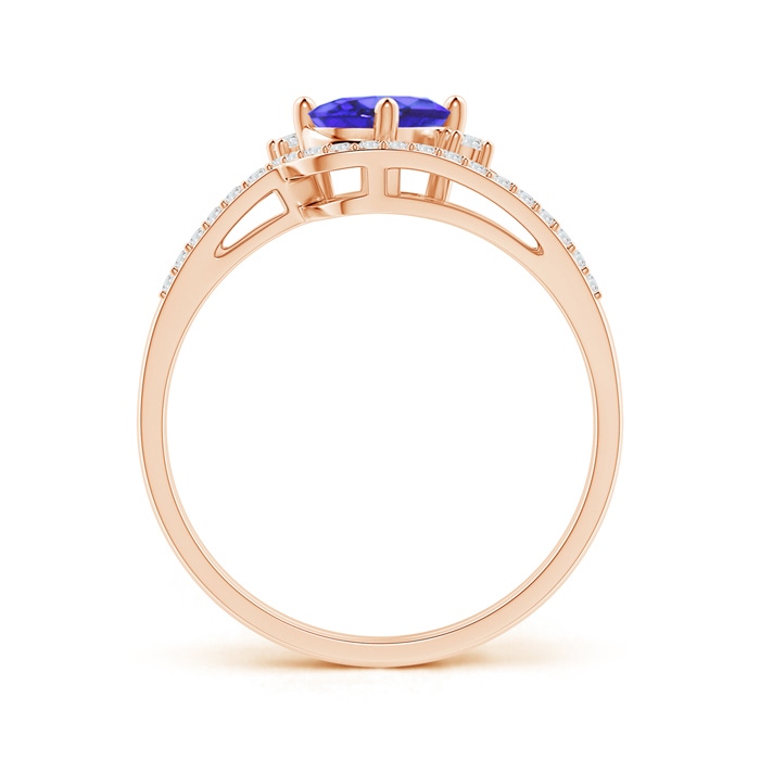 7x5mm AA Oval Tanzanite and Diamond Wedding Band Ring Set in Rose Gold side-1