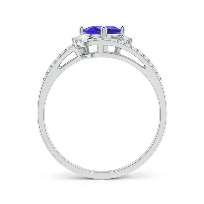 7x5mm AA Oval Tanzanite and Diamond Wedding Band Ring Set in White Gold side-1