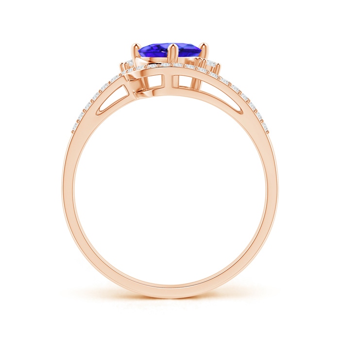7x5mm AAA Oval Tanzanite and Diamond Wedding Band Ring Set in Rose Gold side-1