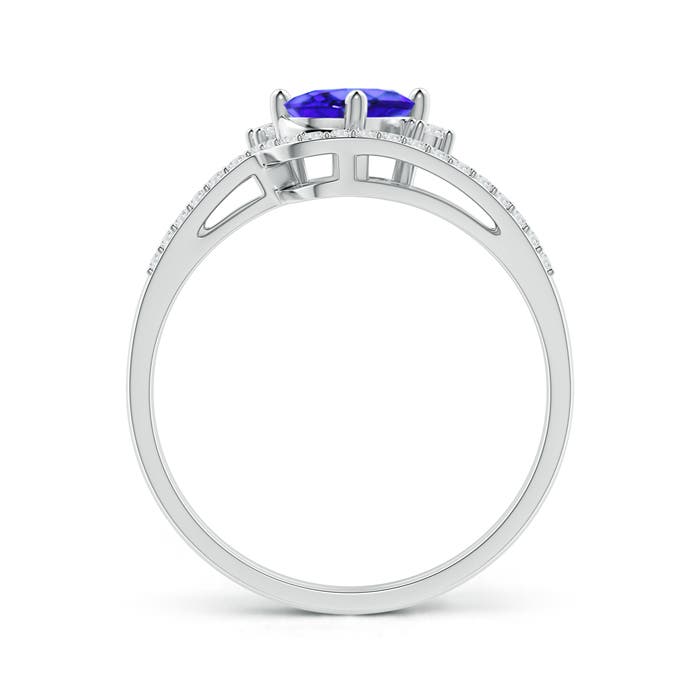 7x5mm AAA Oval Tanzanite and Diamond Wedding Band Ring Set in White Gold - side 1