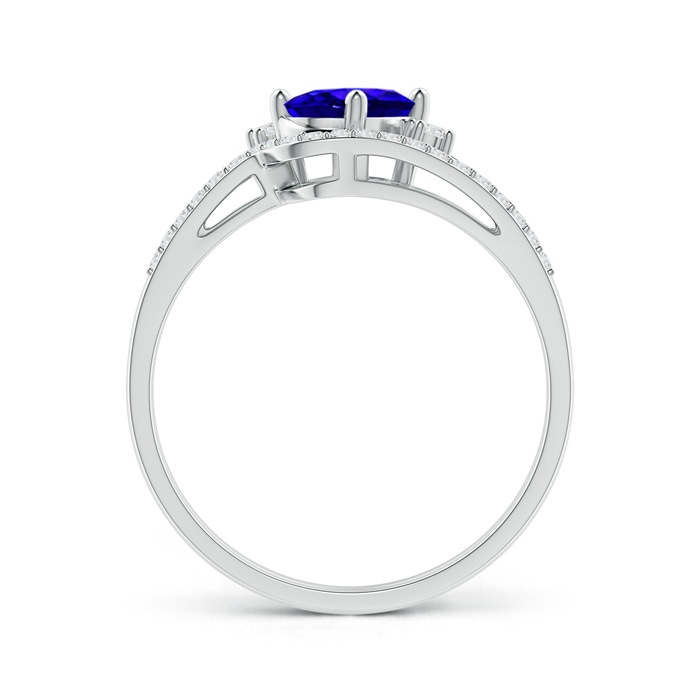 7x5mm AAAA Oval Tanzanite and Diamond Wedding Band Ring Set in P950 Platinum side-1