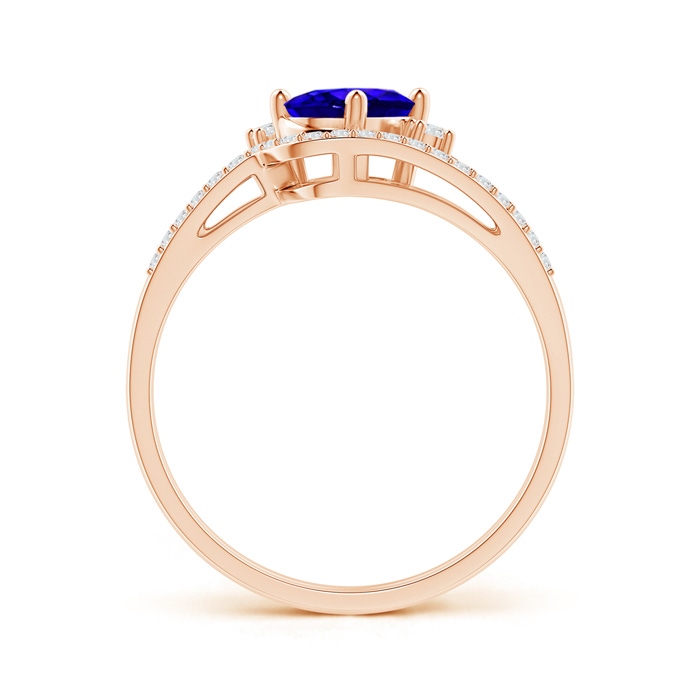 7x5mm AAAA Oval Tanzanite and Diamond Wedding Band Ring Set in Rose Gold side-1