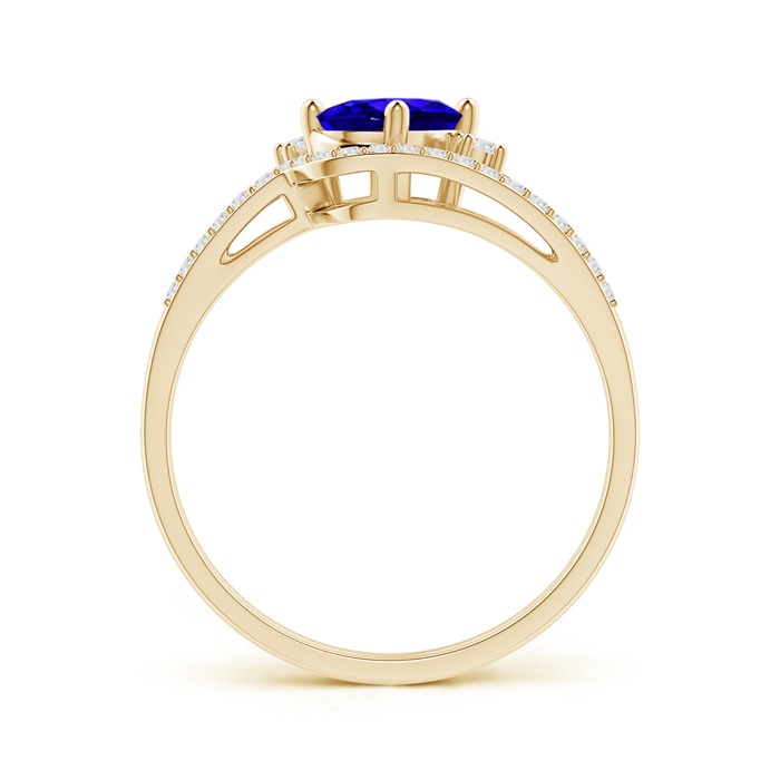 7x5mm AAAA Oval Tanzanite and Diamond Wedding Band Ring Set in Yellow Gold side-1