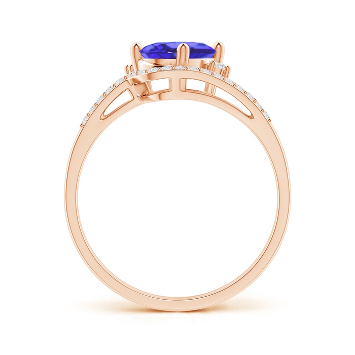 8x6mm AA Oval Tanzanite and Diamond Wedding Band Ring Set in Rose Gold side-1