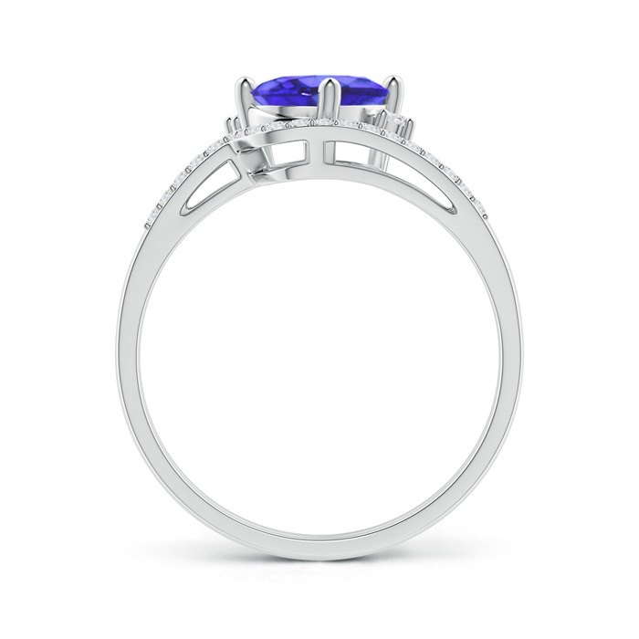 8x6mm AA Oval Tanzanite and Diamond Wedding Band Ring Set in White Gold side-1