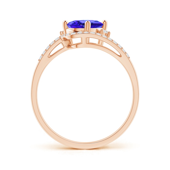 8x6mm AAA Oval Tanzanite and Diamond Wedding Band Ring Set in Rose Gold side-1