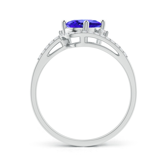 8x6mm AAA Oval Tanzanite and Diamond Wedding Band Ring Set in White Gold side-1
