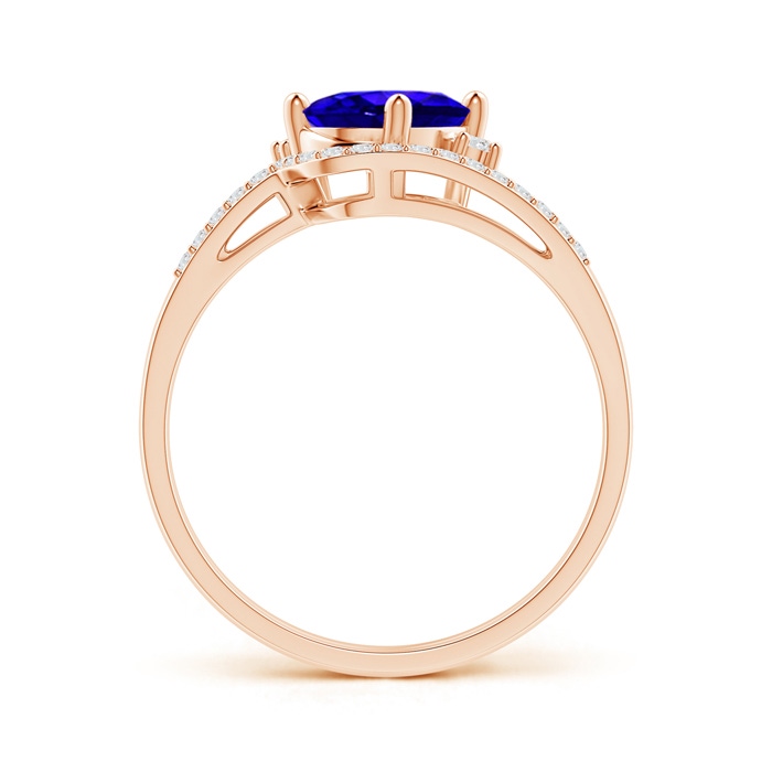 8x6mm AAAA Oval Tanzanite and Diamond Wedding Band Ring Set in Rose Gold side-1