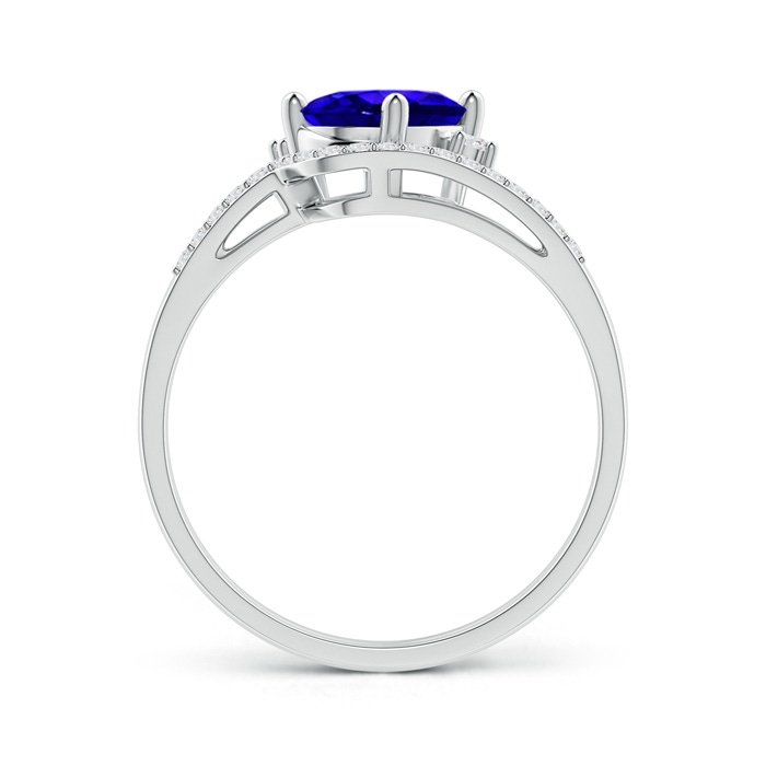 8x6mm AAAA Oval Tanzanite and Diamond Wedding Band Ring Set in White Gold side-1