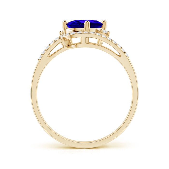 8x6mm AAAA Oval Tanzanite and Diamond Wedding Band Ring Set in Yellow Gold side-1