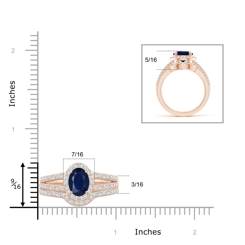 10x8mm A Sapphire and Diamond Split Shank Bridal Set in Rose Gold product image