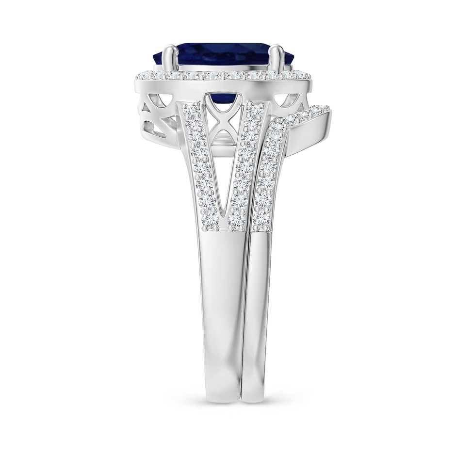 10x8mm A Sapphire and Diamond Split Shank Bridal Set in White Gold product image