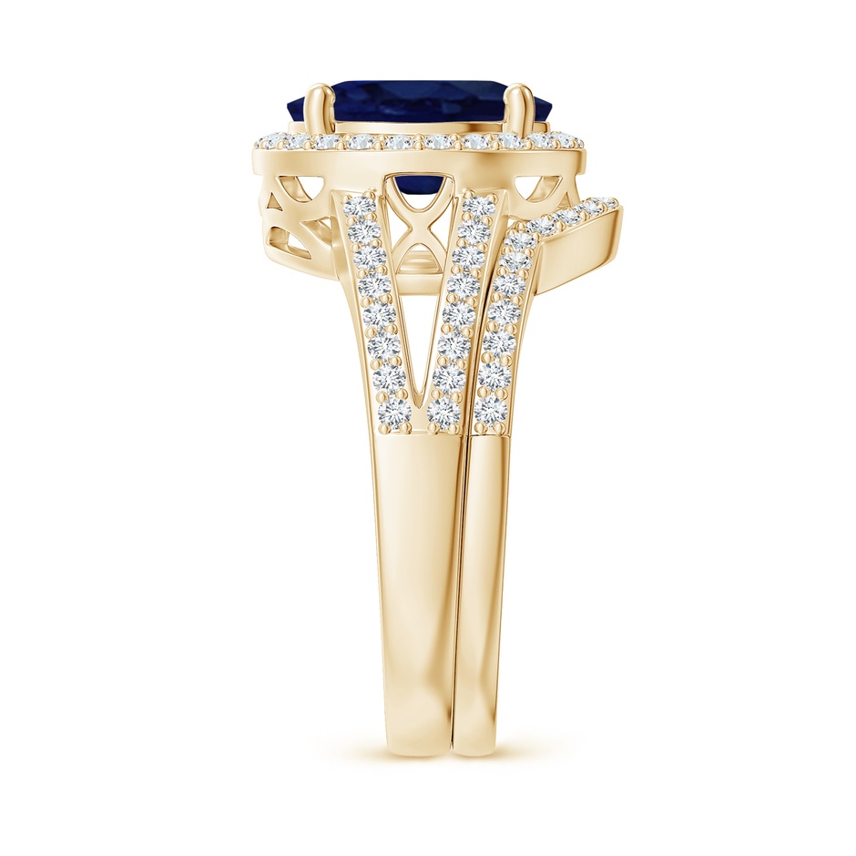 10x8mm A Sapphire and Diamond Split Shank Bridal Set in Yellow Gold product image