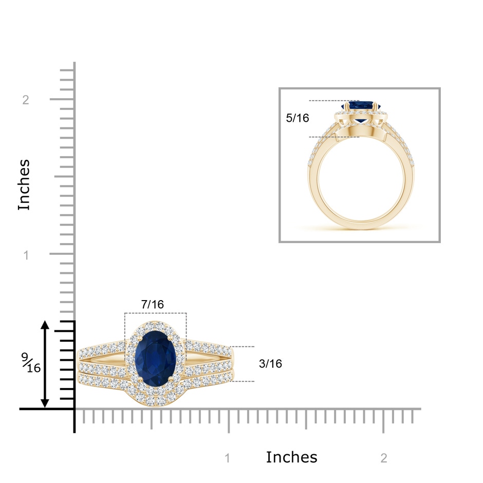 10x8mm AA Sapphire and Diamond Split Shank Bridal Set in Yellow Gold product image