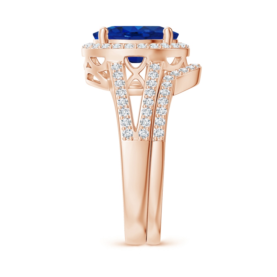 10x8mm AAA Sapphire and Diamond Split Shank Bridal Set in Rose Gold product image