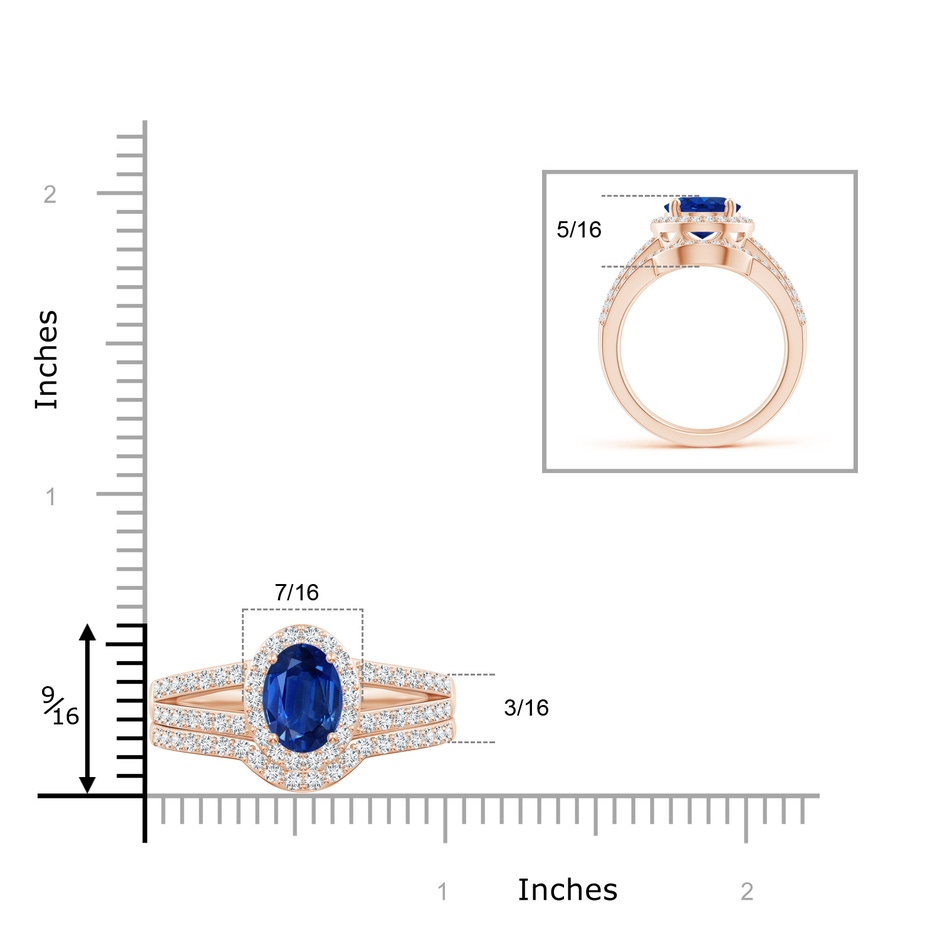 10x8mm AAA Sapphire and Diamond Split Shank Bridal Set in Rose Gold product image
