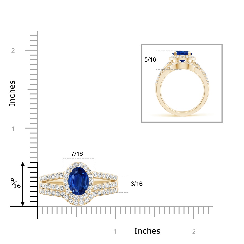 10x8mm AAA Sapphire and Diamond Split Shank Bridal Set in Yellow Gold product image