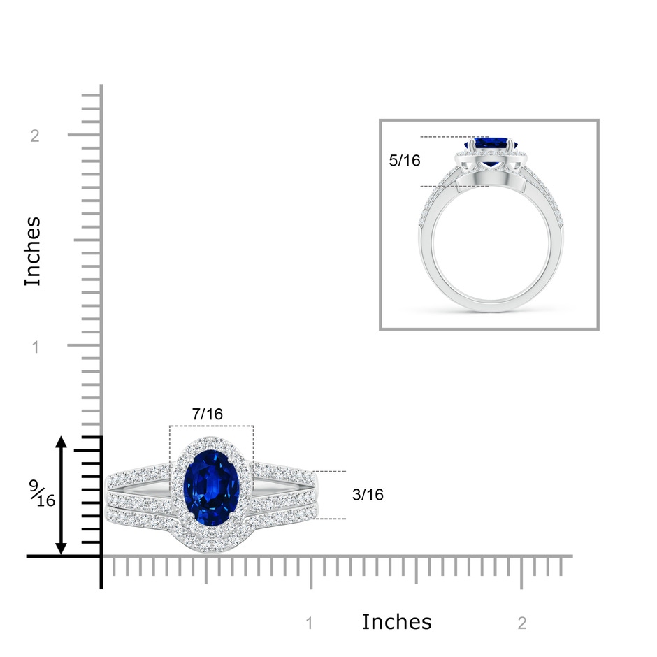 10x8mm AAAA Sapphire and Diamond Split Shank Bridal Set in P950 Platinum product image