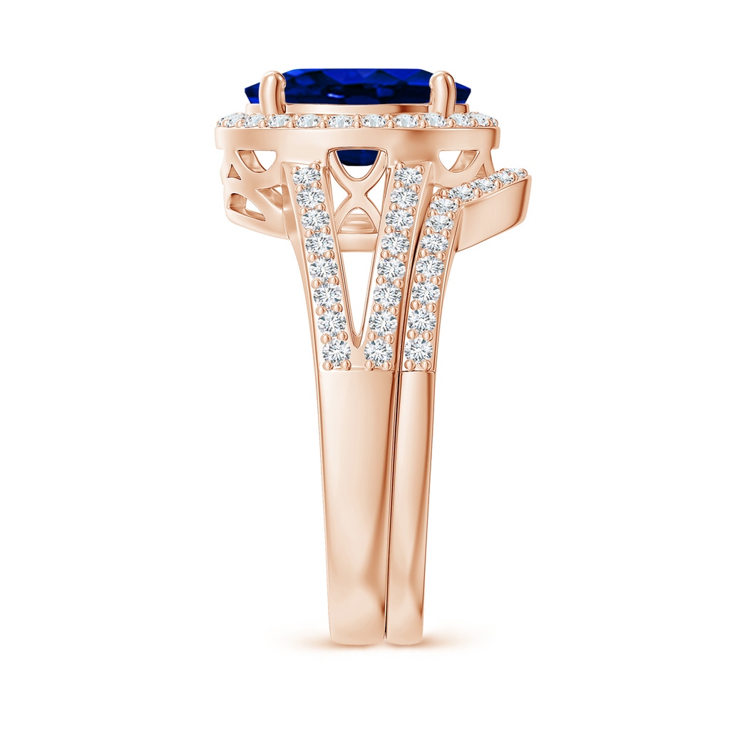 10x8mm AAAA Sapphire and Diamond Split Shank Bridal Set in Rose Gold Product Image