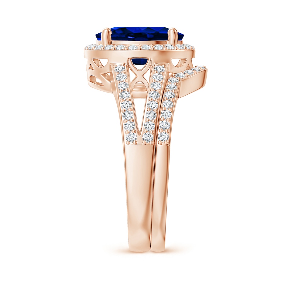 10x8mm AAAA Sapphire and Diamond Split Shank Bridal Set in Rose Gold product image