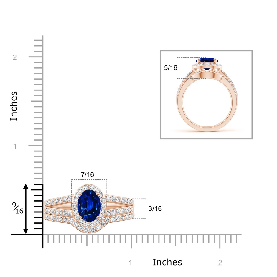 10x8mm AAAA Sapphire and Diamond Split Shank Bridal Set in Rose Gold product image