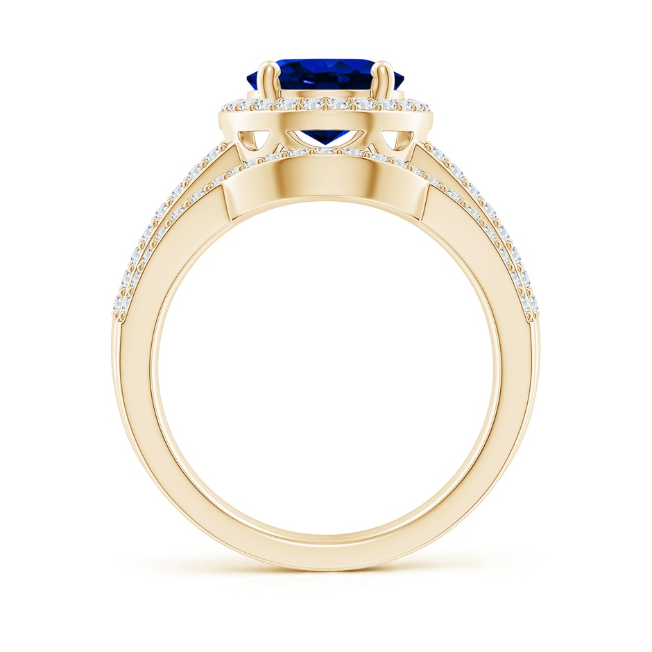 10x8mm AAAA Sapphire and Diamond Split Shank Bridal Set in Yellow Gold product image