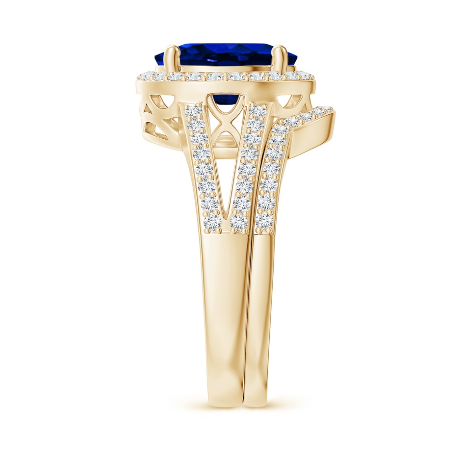 10x8mm AAAA Sapphire and Diamond Split Shank Bridal Set in Yellow Gold product image