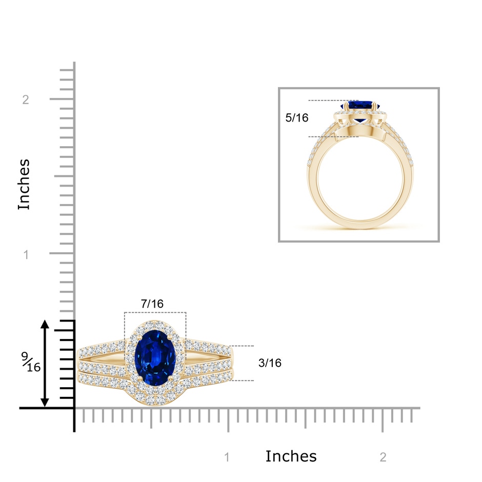 10x8mm AAAA Sapphire and Diamond Split Shank Bridal Set in Yellow Gold product image