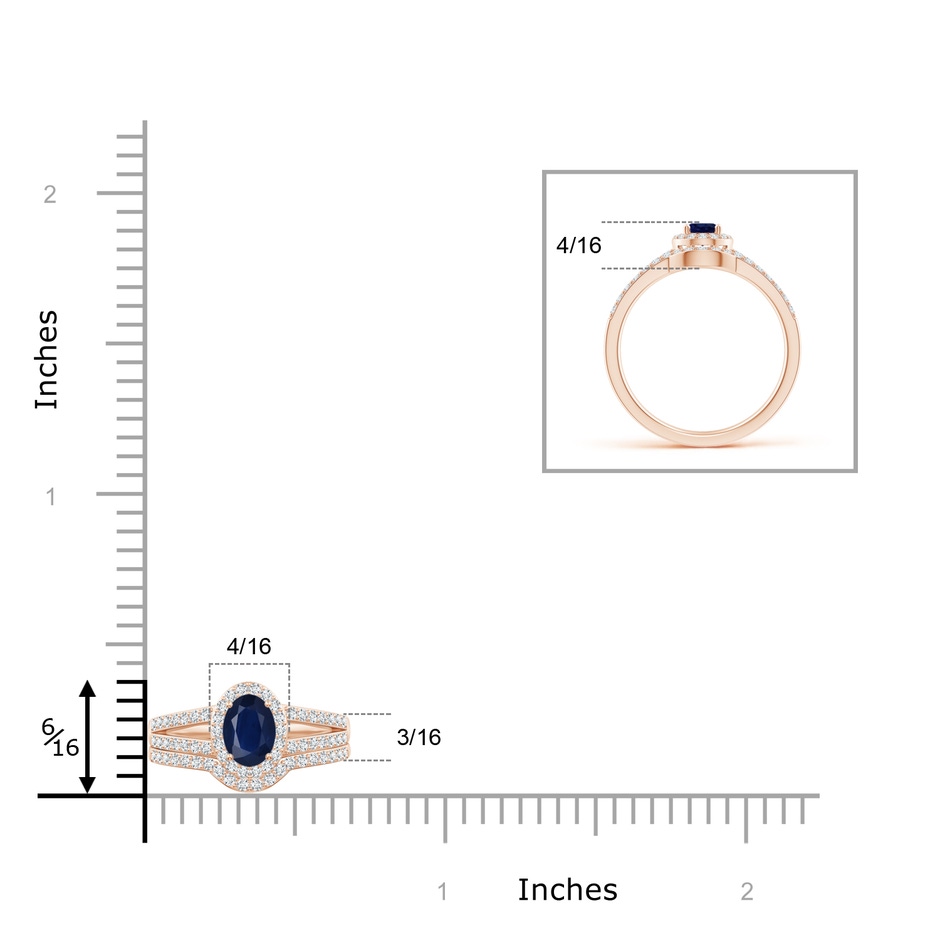 6x4mm A Sapphire and Diamond Split Shank Bridal Set in Rose Gold product image