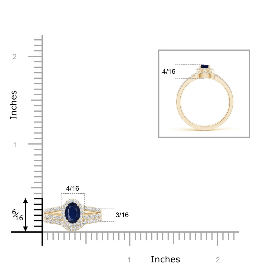 6x4mm A Sapphire and Diamond Split Shank Bridal Set in Yellow Gold product image