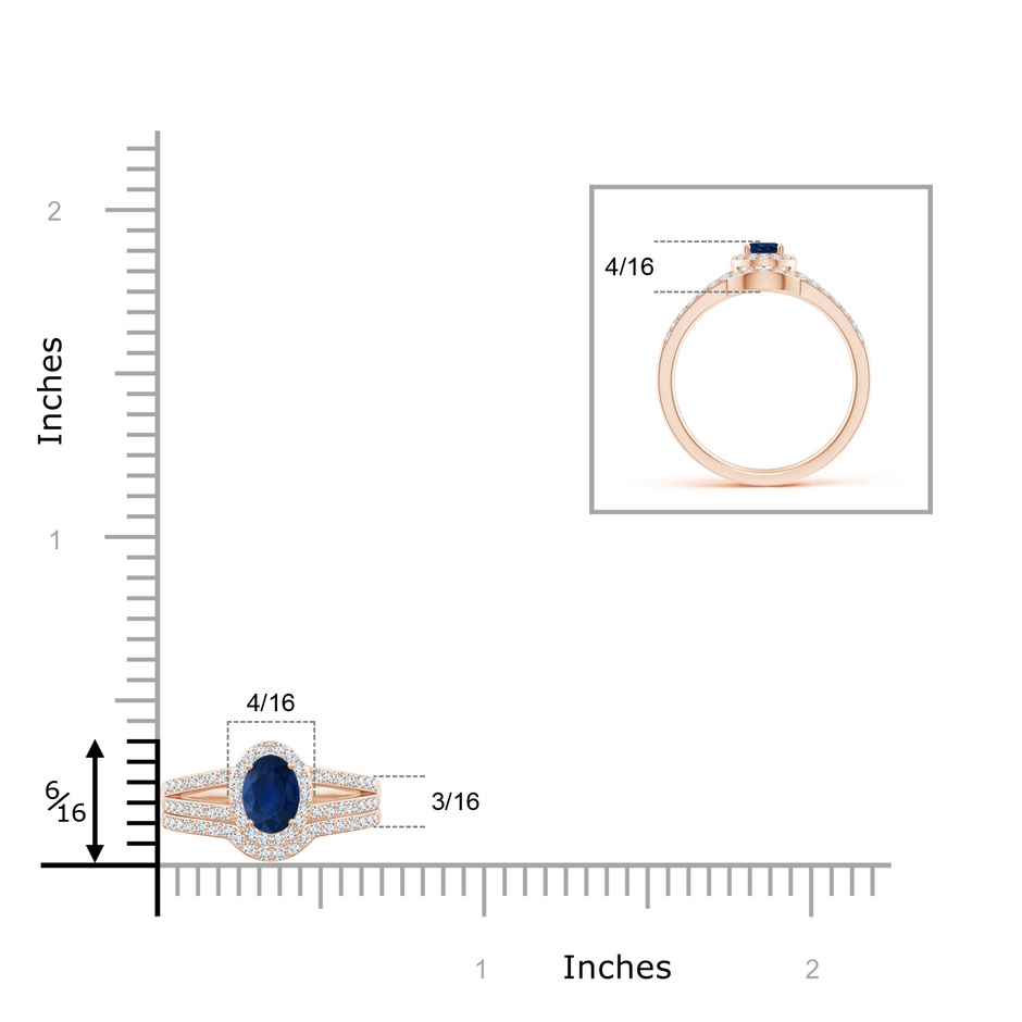 6x4mm AA Sapphire and Diamond Split Shank Bridal Set in Rose Gold product image