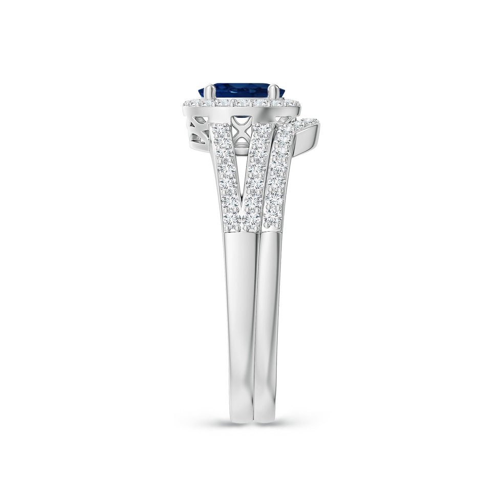 6x4mm AA Sapphire and Diamond Split Shank Bridal Set in White Gold product image