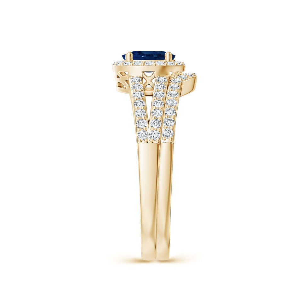 6x4mm AA Sapphire and Diamond Split Shank Bridal Set in Yellow Gold product image