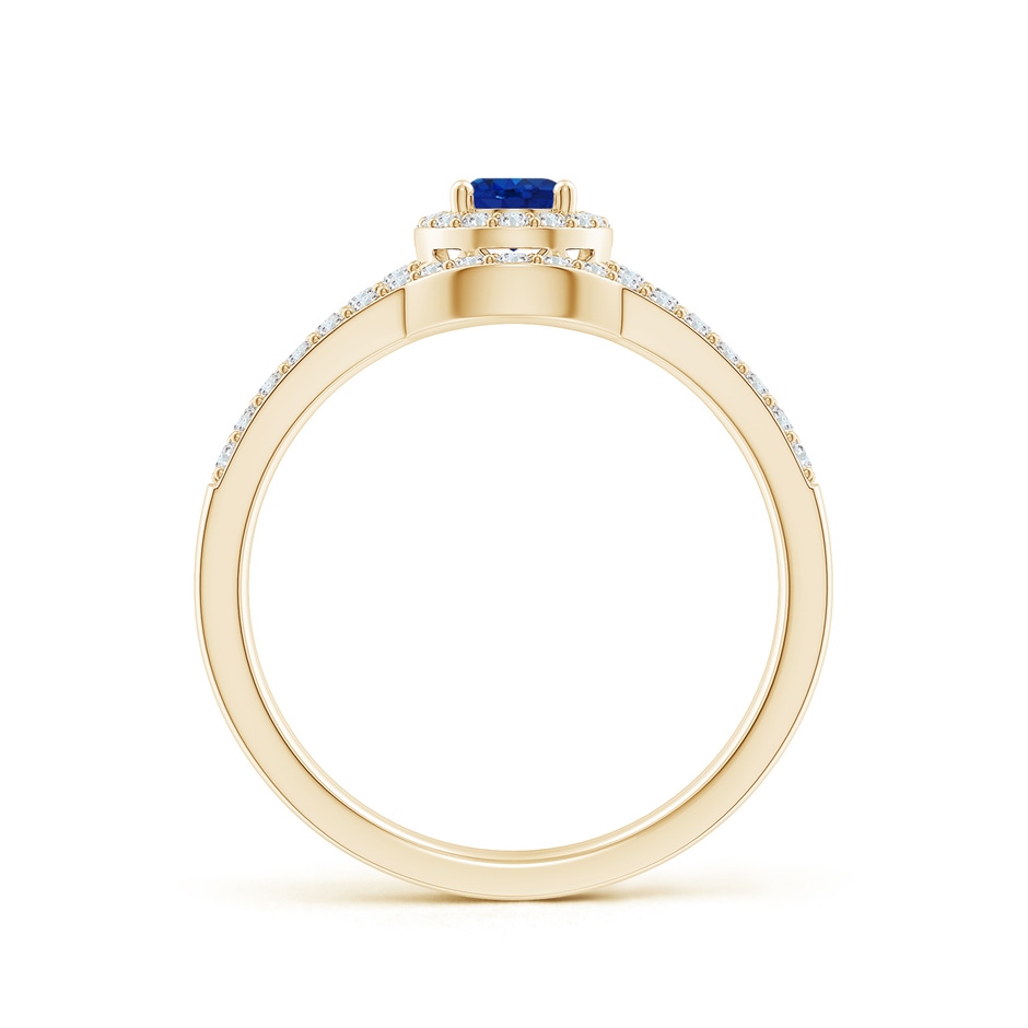 6x4mm AAA Sapphire and Diamond Split Shank Bridal Set in Yellow Gold product image