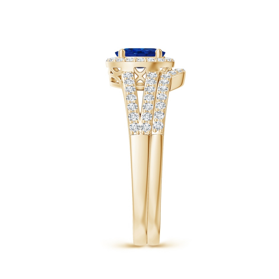6x4mm AAA Sapphire and Diamond Split Shank Bridal Set in Yellow Gold product image