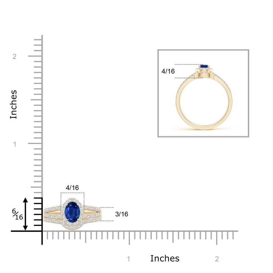 6x4mm AAA Sapphire and Diamond Split Shank Bridal Set in Yellow Gold product image