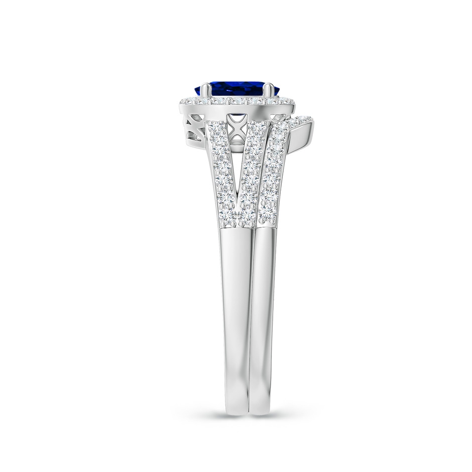 6x4mm AAAA Sapphire and Diamond Split Shank Bridal Set in P950 Platinum product image