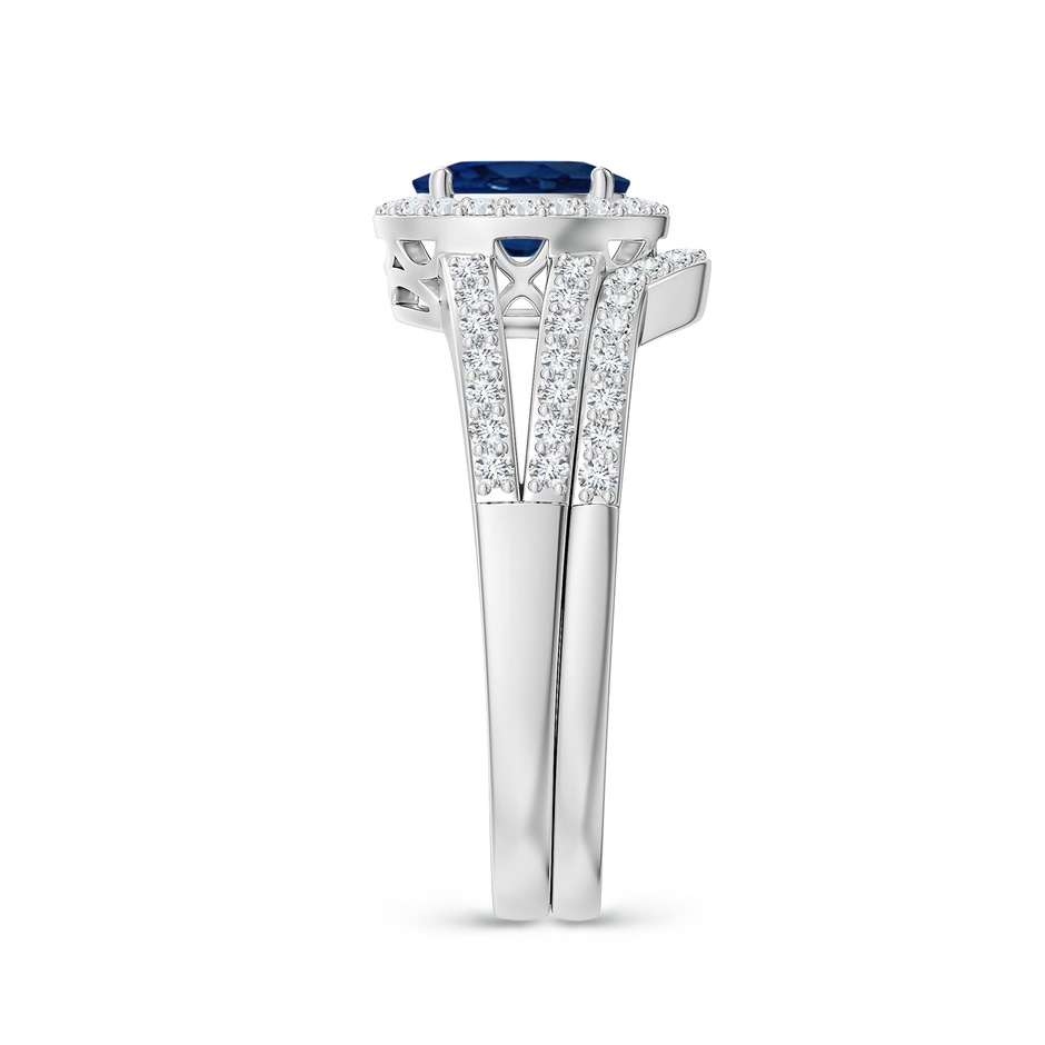 7x5mm AA Sapphire and Diamond Split Shank Bridal Set in White Gold product image