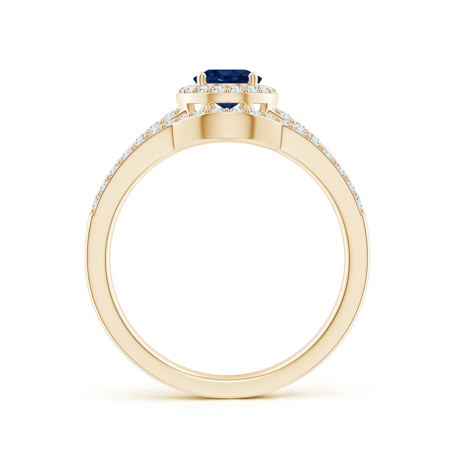 7x5mm AA Sapphire and Diamond Split Shank Bridal Set in Yellow Gold product image