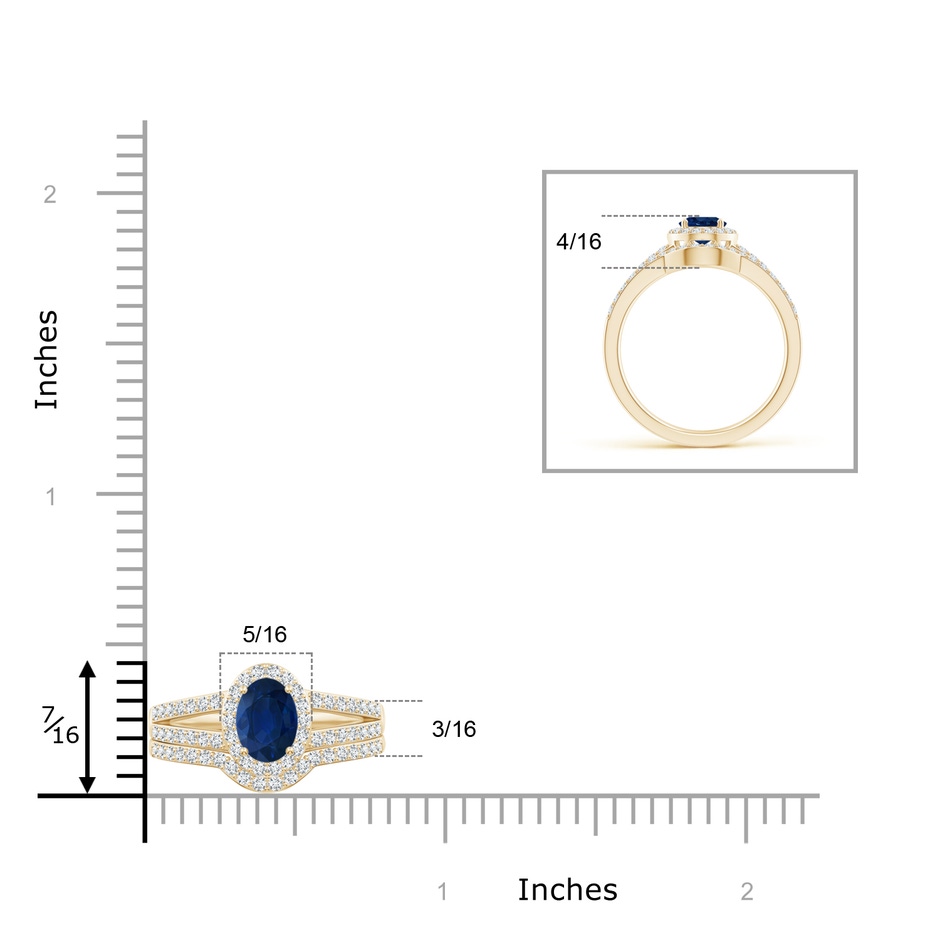 7x5mm AA Sapphire and Diamond Split Shank Bridal Set in Yellow Gold product image