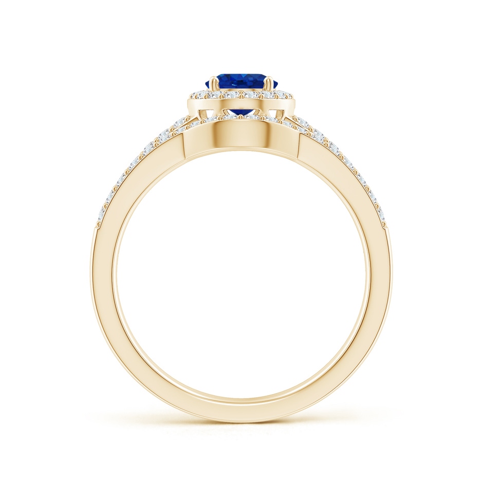 7x5mm AAA Sapphire and Diamond Split Shank Bridal Set in Yellow Gold product image
