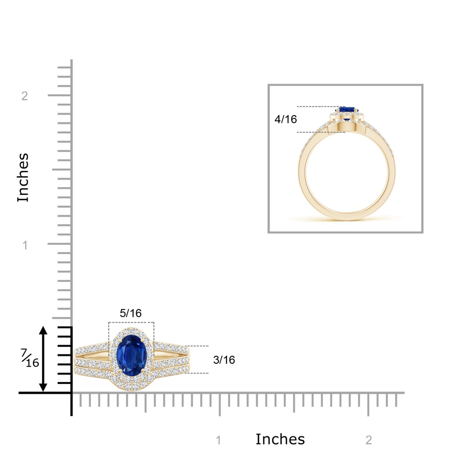 7x5mm AAA Sapphire and Diamond Split Shank Bridal Set in Yellow Gold product image